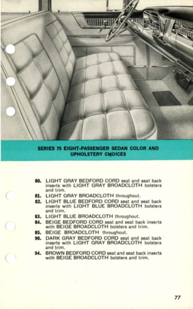 1956 Cadillac Salesmans Data Book Page 155